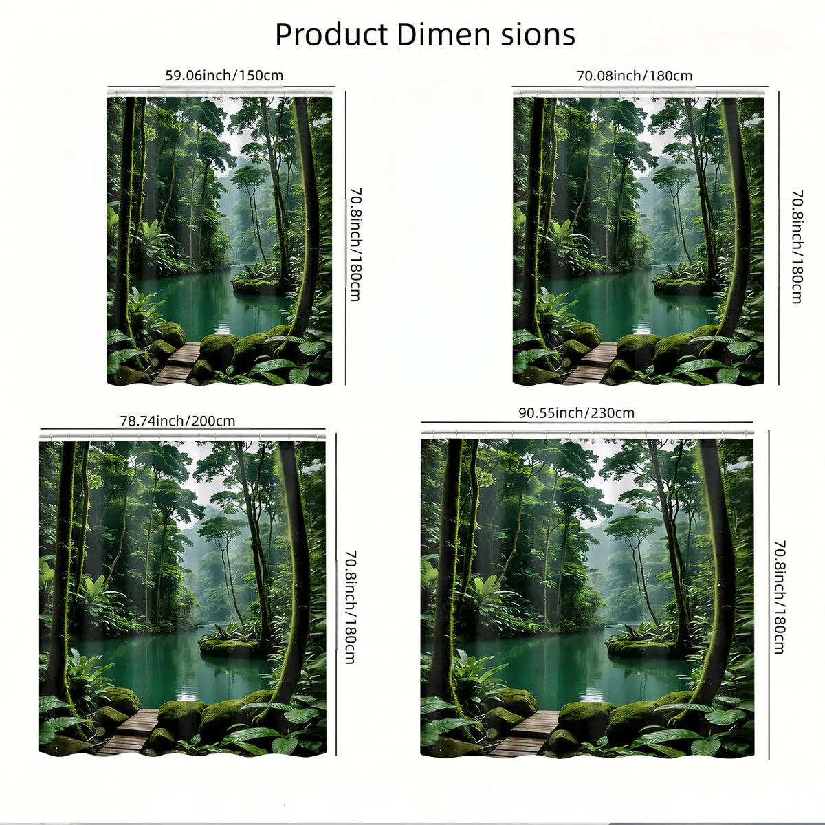 1pcs Lush Tropical Rainforest River Decorative Shower Curtain, Green Jungle Tree and Calm Lake Nature Bath Curtain for Bathroom Decor, Serene Wilderness Botanical Bathroom Curtain for Home, Perfect for Earth Day, Summer & Nature Inspired Bathroom Refresh