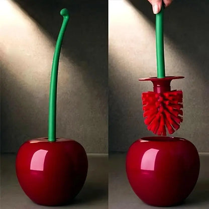 Cherry Shaped Toilet Brush with Holder, Durable Space Saving Bathroom Cleaning Tool, Bathroom Supplies for Home Dormitory Hotel, Bathroom Cleaning Supply