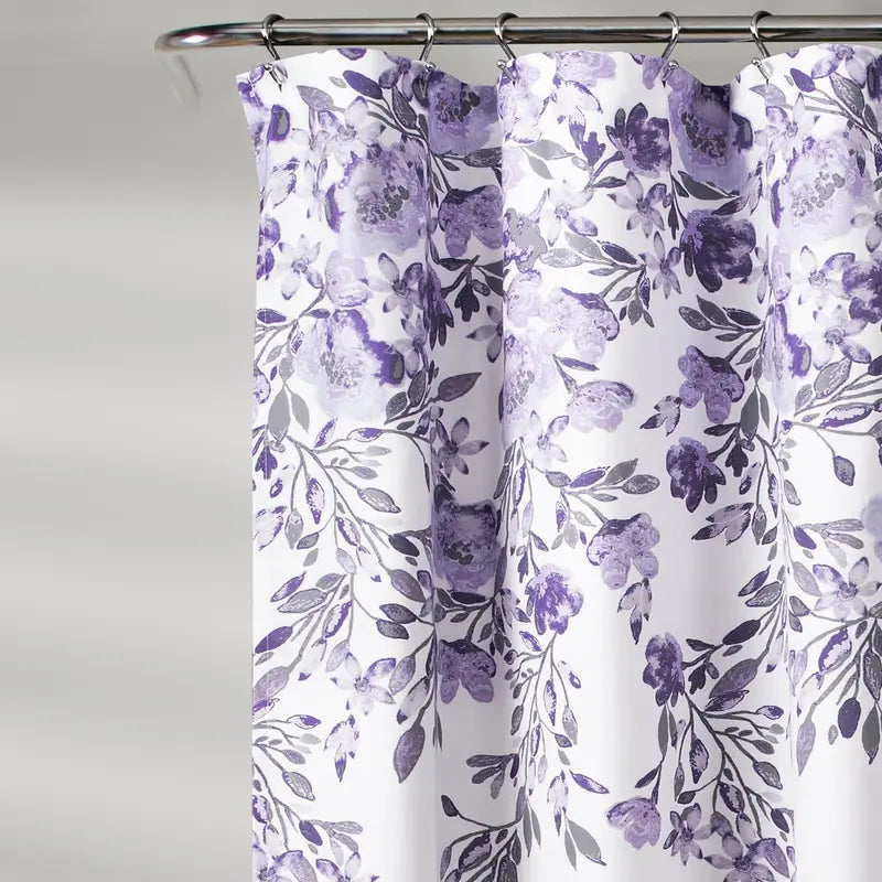 LUSH DÉCOR Shower Curtain Tanisha Floral Print, Lightweight Design, 72x72 inch, 100% Polyester Fabric, Machine Washable, for Bathroom & Guest Bathrooms