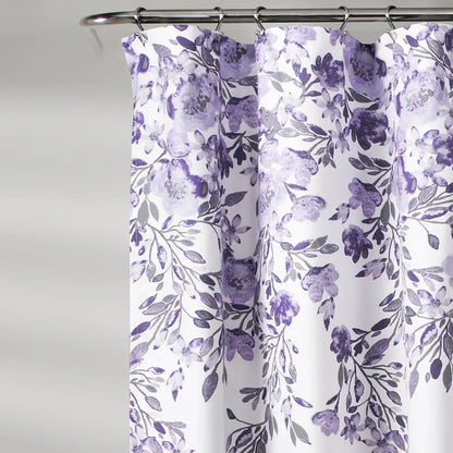 LUSH DÉCOR Shower Curtain Tanisha Floral Print, Lightweight Design, 72x72 inch, 100% Polyester Fabric, Machine Washable, for Bathroom & Guest Bathrooms