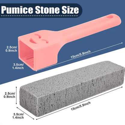 Grey Pumice Stone Scouring Stick Brush Set - 10 Toilet Brush Refills, 2 Universal Handles, Chemical-Free Rust & Limescale Remover, Anti-Fouling Stain Removal Tool for Home, Bathroom, Kitchen, Fast Effective Safe Cleaning
