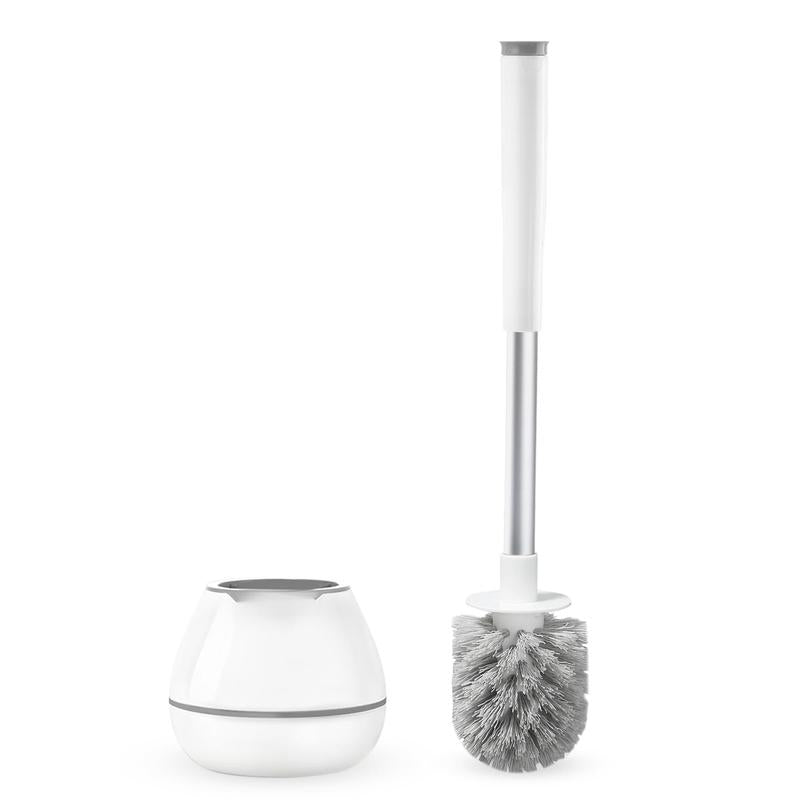 Toilet Brush And Holder Set  Silicone Bowl Cleaner Scrubber With Tweezers For Bathroom Cleaning Rv Accessories House Organization Must-haves - Pink