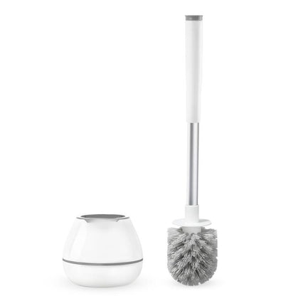 Toilet Brush And Holder Set  Silicone Bowl Cleaner Scrubber With Tweezers For Bathroom Cleaning Rv Accessories House Organization Must-haves - Pink
