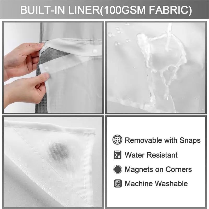 Straight Polyester Waterproof Waffle Shower Curtain Set with Sheer Top - Lightweight, Anti-Wrinkle, Silent, Washable Bathroom Decor, 72" (w) x 75", Ideal for Campers, Hotels
