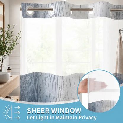 No Hook Double-Lined Hookless Waterproof Fabric Shower Curtain - Decorative Daisy Print Rustic Farmhouse Art Print Bath Accessory, 72x75in Easy-Install Beautiful Bathroom Curtains for Hotel/Dorm Home Decor, No Hook Shower Curtains