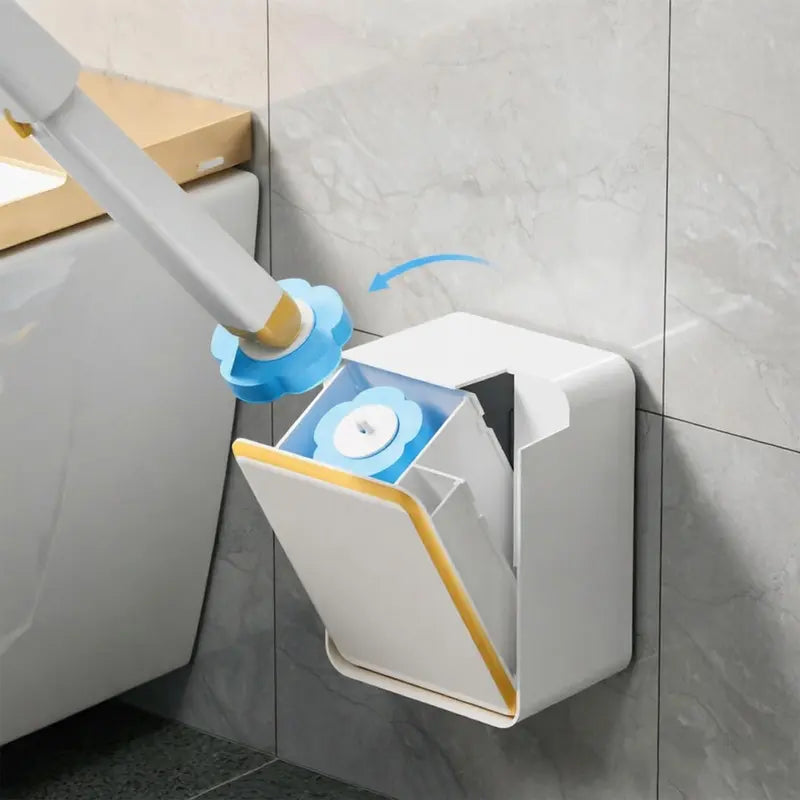 Nifogo Disposable Toilet Brush Set with Wall-Mount Holder, Includes 24 Refills, Triple-Layer Anti-Fouling Sponge, Fragrance Neutralizer, 360° Rotatable Deep Cleaning Tool for Bathrooms, Hassle-Free Drain Scrubbing