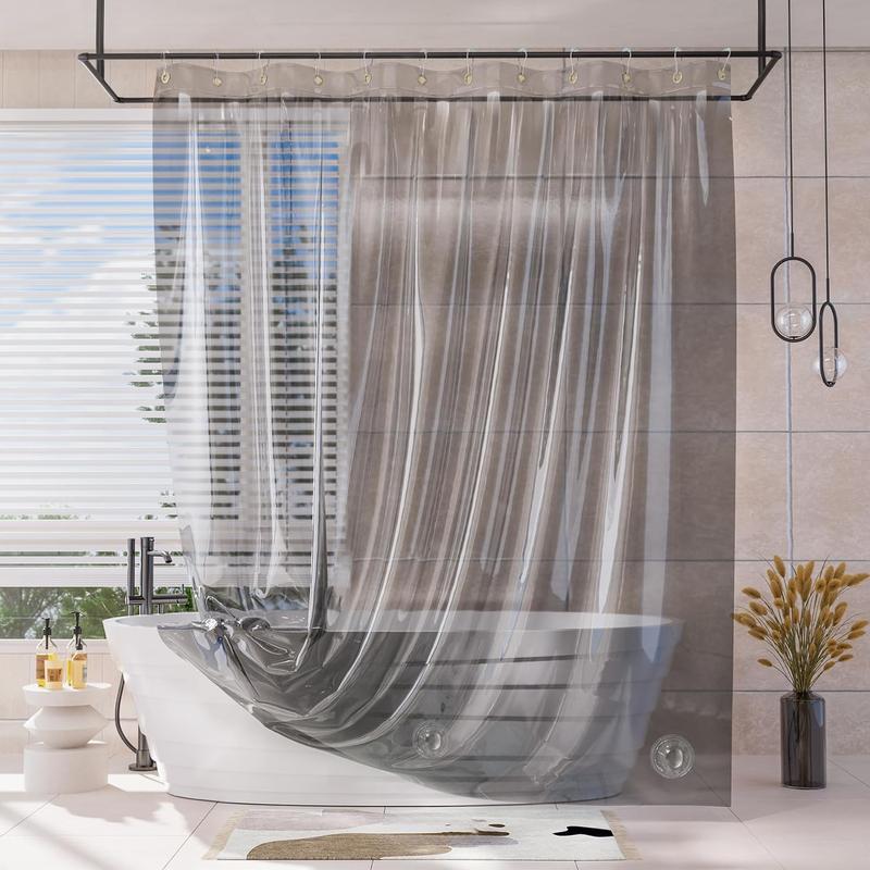 AmazerBath 8G EVA Soft Plastic Shower Curtain and Liner, Waterproof Light Bathtub Accessory, Bathroom Decor Item Ideal as a Gift, Splash
