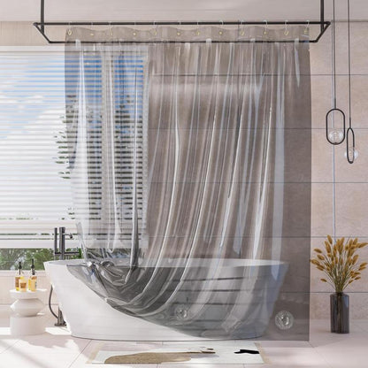 AmazerBath 8G EVA Soft Plastic Shower Curtain and Liner, Waterproof Light Bathtub Accessory, Bathroom Decor Item Ideal as a Gift, Splash