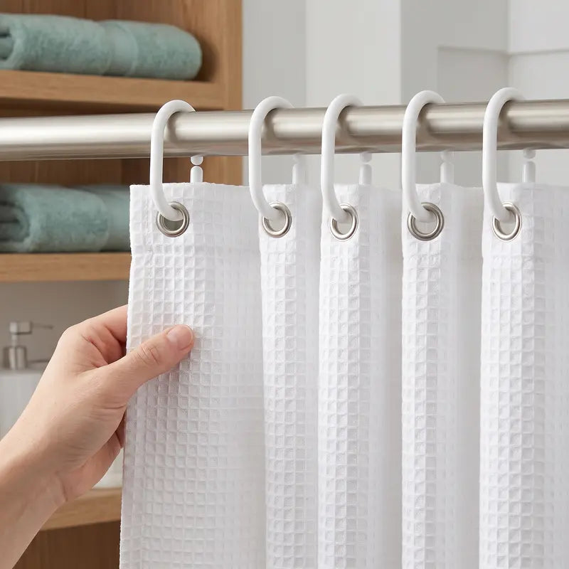 20pcs C-shaped Shower Curtain Hook, Simple Multifunctional Plastic Curtain Hook, Curtain Rod Rings, Suitable for Bathroom Wardrobe Cabinet, Bathroom Accessories -YY1