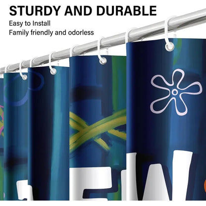 【Summer Vibes】Funny Ocean Shower Curtain 60x72 66x72 72x72 inch with Hooks, Cute Cartoon Blue Sea Bathroom Decor, Waterproof Polyester Fabric for Women, Girls, and Humor Lovers