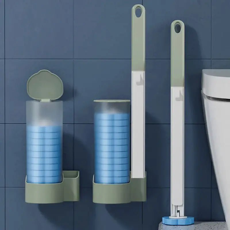 Wall-Mounted Disposable Toilet Brush with 18/30 Heads