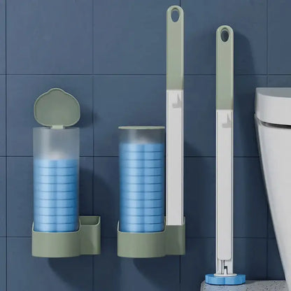 Wall-Mounted Disposable Toilet Brush with 18/30 Heads