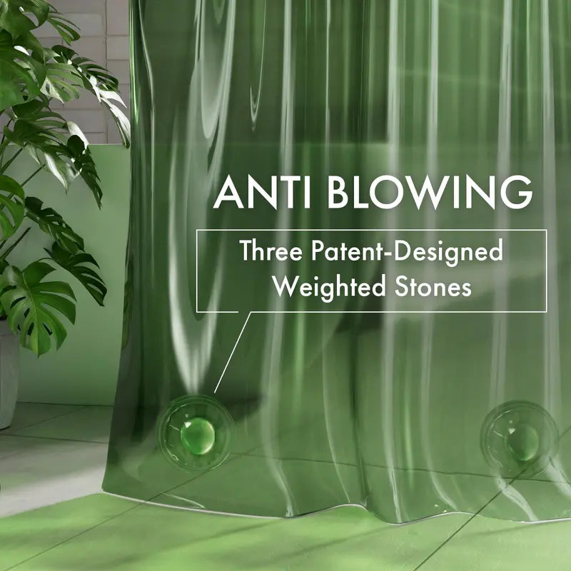 AmazerBath Hookless 8G Rainbow Shower Curtain - 72x75in Waterproof 100% EVA Light Translucent Colorful Bathroom Bathtub Accessory with 3 Heavyweight Stones, Gift-Worthy Plastic Design