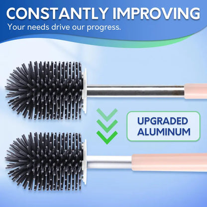 Toilet Brush And Holder Set  Silicone Bowl Cleaner Scrubber With Tweezers For Bathroom Cleaning Rv Accessories House Organization Must-haves - Pink