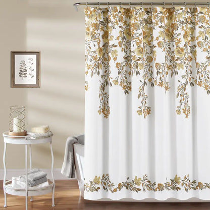 LUSH DÉCOR Shower Curtain Tanisha Floral Print, Lightweight Design, 72x72 inch, 100% Polyester Fabric, Machine Washable, for Bathroom & Guest Bathrooms