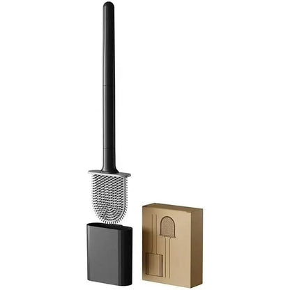 Black Wall-Mounted Compact Space-Saving RV Toilet Brush, Silicone Anti-Fouling Cleaning Tool, Anti-Roll, Drip-Free Hold, Water-Collecting, Safe for RV Travel Trailers & Campers