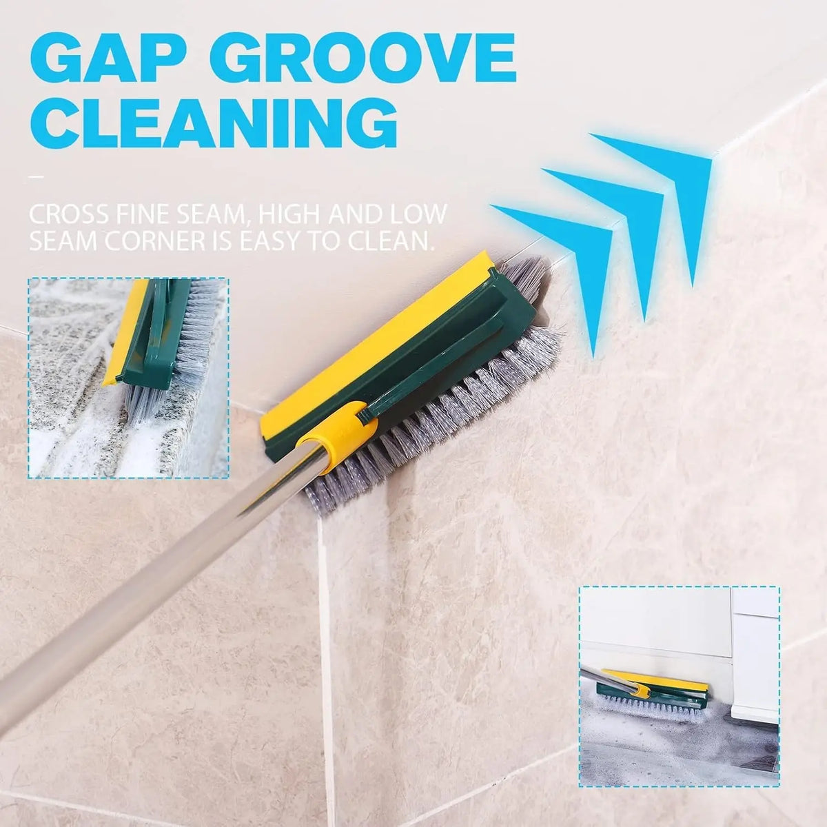 3-In-1 Bathroom Floor Brush Set, Long Handle Hard Bristle Scrubber for Grout & Tub Cleaning, Durable Household Toilet Cleaner Tool, Bathroom Cleaning Tools, Home Goods