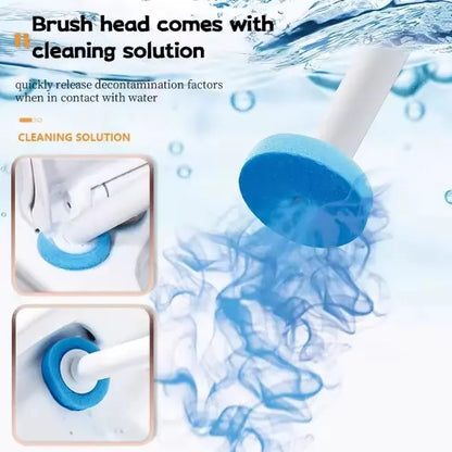 Wall-Mounted Toilet Wand, Disposable Bathroom Cleaning Tool with 8PCS Replaceable No-Rinse Brush Heads, Long Handle Toilet Accessory