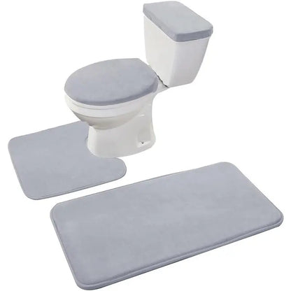Black 4-Piece Soft Thick Velvet Memory Foam Bathroom Toilet Mat Set - Includes Toilet Seat Cover, Decorative Tank Cover, Bathroom Rug (Home Supply), Quantity Per Pack": "Four Pieces