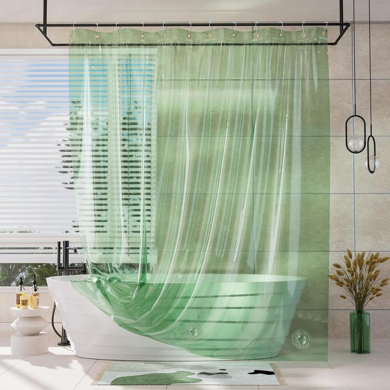 AmazerBath 8G EVA Soft Plastic Shower Curtain and Liner, Waterproof Light Bathtub Accessory, Bathroom Decor Item Ideal as a Gift, Splash