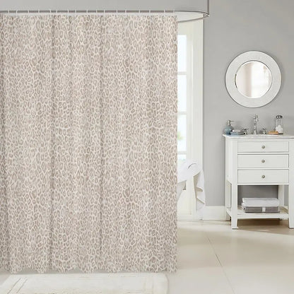 Feelyou Beige Waterproof Polyester Bathroom Curtains Shower, Digital Print Cheetah Print Curtains, Modern Art Household Textiles for Multi-Size Shower Stall, Bathtub Accessories