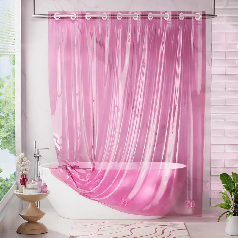 AmazerBath Hookless 8G Rainbow Shower Curtain - 72x75in Waterproof 100% EVA Light Translucent Colorful Bathroom Bathtub Accessory with 3 Heavyweight Stones, Gift-Worthy Plastic Design