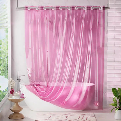 AmazerBath Hookless 8G Rainbow Shower Curtain - 72x75in Waterproof 100% EVA Light Translucent Colorful Bathroom Bathtub Accessory with 3 Heavyweight Stones, Gift-Worthy Plastic Design