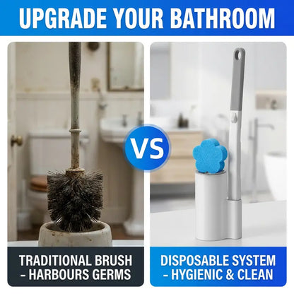 All-in-1 Plastic Toilet Brush & Plunger Set for Apartment Users, No-Drill Wall-Mount Space-Saving Bowl Cleaner with 6 Refill Heads, 360° Dead Corner Deep Cleaning Bathroom Tool