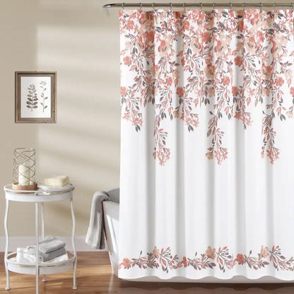 LUSH DÉCOR Shower Curtain Tanisha Floral Print, Lightweight Design, 72x72 inch, 100% Polyester Fabric, Machine Washable, for Bathroom & Guest Bathrooms