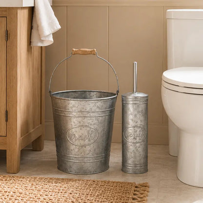 Autumn Alley Farmhouse Galvanized Trash Can & Toilet Brush Set