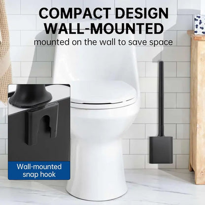 Black Wall-Mounted Compact Space-Saving RV Toilet Brush, Silicone Anti-Fouling Cleaning Tool, Anti-Roll, Drip-Free Hold, Water-Collecting, Safe for RV Travel Trailers & Campers