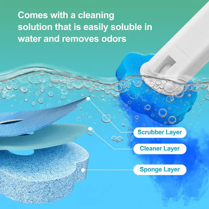 Disposable Toilet Bowl Cleaning Kit with 18/36 Plastic Cleaner Refills, Long-Handle Rotatable Sponge Scrub Brush, Wall-Mount Storage Caddy, Fragrance-Free Low-Foaming Cleaners for Toilet, Sink, Bath Tub Accessories, Cleaning Supplies, Toilet Bowl Cleaners