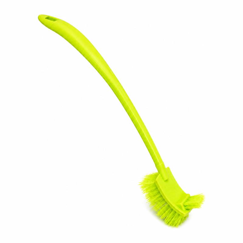 1-Piece Double Sided Deep Cleaning Toilet Brush with Non-Slip Ergonomic Grip Long Curved Handle, Hanging Hole for Bathroom Gap Corner Cleaning, Space-Saving Toilet Brush & Plungers, One-Piece, Long Handle
