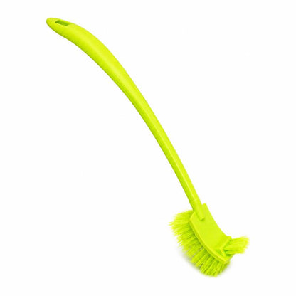 1-Piece Double Sided Deep Cleaning Toilet Brush with Non-Slip Ergonomic Grip Long Curved Handle, Hanging Hole for Bathroom Gap Corner Cleaning, Space-Saving Toilet Brush & Plungers, One-Piece, Long Handle