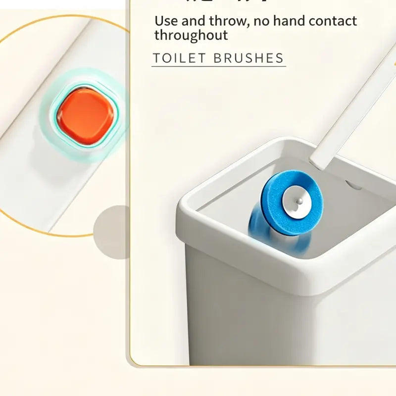 Wall-Mounted Toilet Bowl Brush Kit - New Upgrade Disposable Self-Cleaning Pads, Wand, Plastic Box, Compact Space-Saving Bathroom Organiser, Multifunctional 3-Layer Deep Clean, Removable & Washable, Adhesive Tape, No Pre-Rinse/Mess/Odors
