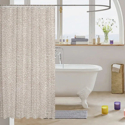 Feelyou Beige Waterproof Polyester Bathroom Curtains Shower, Digital Print Cheetah Print Curtains, Modern Art Household Textiles for Multi-Size Shower Stall, Bathtub Accessories