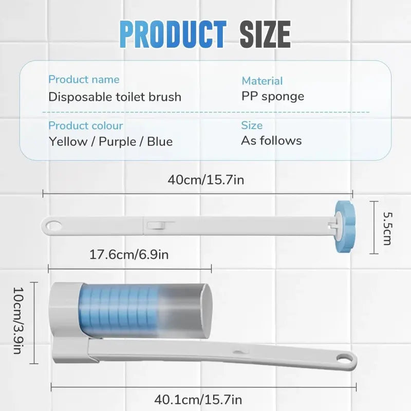 Premium Plastic Disposable Toilet Brush Complete Kit, Bathroom Accessory with Toilet Wand, Reusable Wand, Snap-Swap Replaceable Heads, Long Handle, Water-Activated Cleaner for U-Bend Deep Clean, Odor-Free System