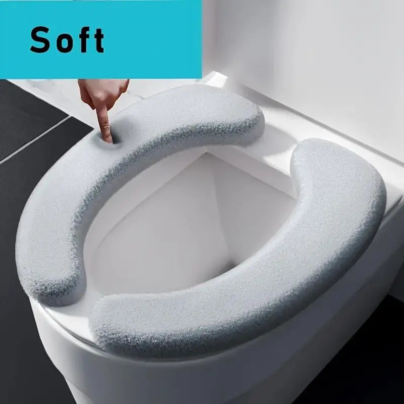soft set of SoftTouch washable toilet seat cushions, thickened and comfortable warm seat cover, easy installation, suitable for most toilets, bathroom accessories
