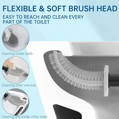 Black Wall-Mounted Compact Space-Saving RV Toilet Brush, Silicone Anti-Fouling Cleaning Tool, Anti-Roll, Drip-Free Hold, Water-Collecting, Safe for RV Travel Trailers & Campers