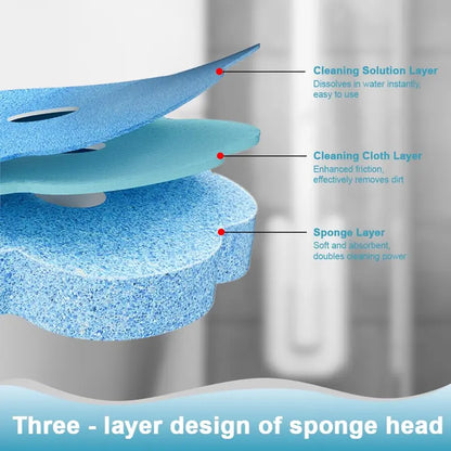 Disposable Toilet Bowl Brush Set with 24 Replacement Heads, Flower Shape Built-In Cleaning Liquid Fresh Head Always, Wall Mounted Anti-Fouling Holder, Long Handle No-Touch Deep Clean Household Bathroom Tool