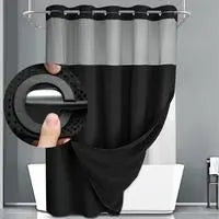 Straight Polyester Waterproof Waffle Shower Curtain Set with Sheer Top - Lightweight, Anti-Wrinkle, Silent, Washable Bathroom Decor, 72" (w) x 75", Ideal for Campers, Hotels