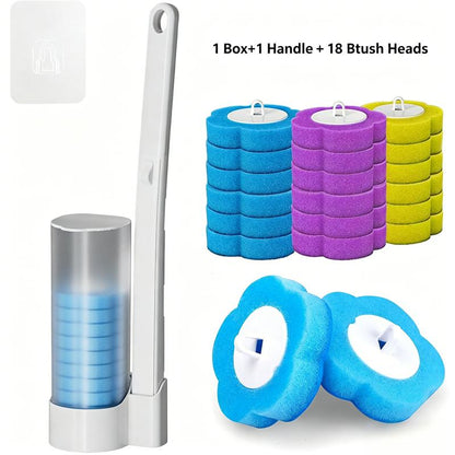 Disposable Toilet Brush Wand Cleaner Heads - 36 Pcs Auto-Flip Transparent/White Multifunctional Wall-Mount Space-Saver Scrubber, for Bathroom Toilet Bathtub Cleaning Supplies (Handles & Box Excluded)