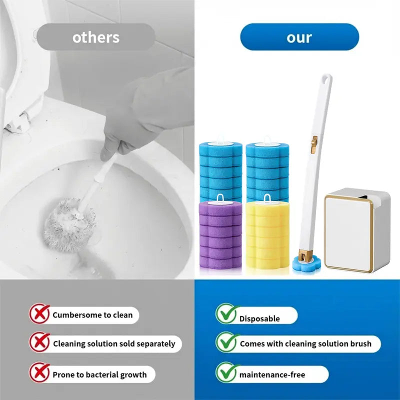 Disposable Toilet Brush Wand Cleaner Heads - 36 Pcs Auto-Flip Transparent/White Multifunctional Wall-Mount Space-Saver Scrubber, for Bathroom Toilet Bathtub Cleaning Supplies (Handles & Box Excluded)