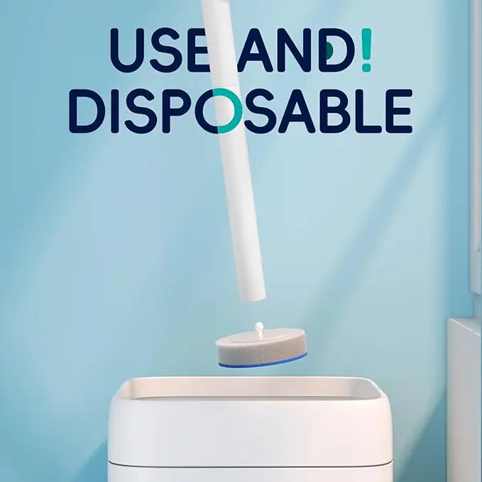 Wall-Mounted Disposable Plastic Toilet Brush Cleaner Set with Stainless Steel Holder - 8 Ribbed Polyurethane Refills, No-Touch Wand, Quick Release System, ABS, Rim/Corner Reach, Lightweight Minimalist Space-Saving Daily Cleaning Bathroom Kit (Great Gift)