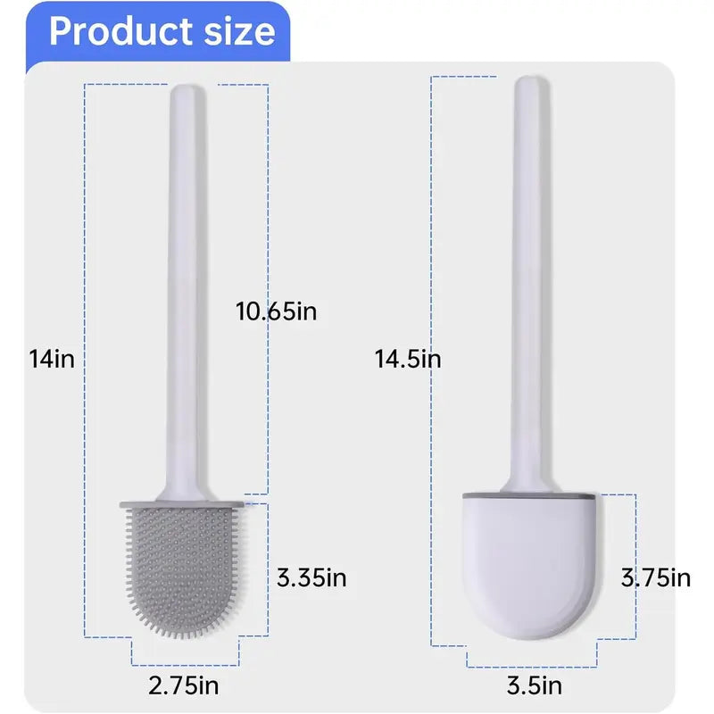 Silicone Toilet Bowl Brush - Wall Mounted Space Saver, Anti-Roll, Anti-Drip, Won’t Damage Traditional Fixtures, Ideal for RV Toilets Cleaning, Designed by RVers