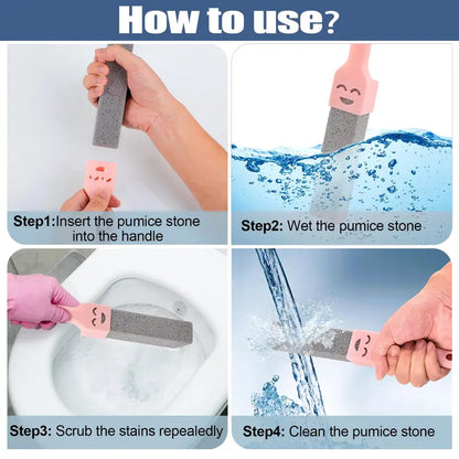 Grey Pumice Stone Scouring Stick Brush Set - 10 Toilet Brush Refills, 2 Universal Handles, Chemical-Free Rust & Limescale Remover, Anti-Fouling Stain Removal Tool for Home, Bathroom, Kitchen, Fast Effective Safe Cleaning