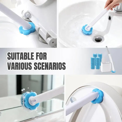 Disposable Toilet Brush Set with Toilet Cleaning System, 1 Brush & 24 Cleaner Refills, 15.7-in ABS Plastic Long Handle Wand, Space-Saving Wall-Mounted Caddy, Bathroom Cleaning Accessory, 1 Brush & 24Cleaner Refills
