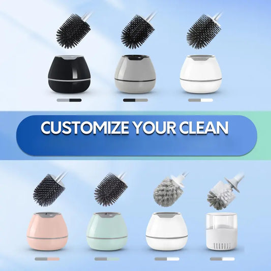 Toilet Brush And Holder Set  Silicone Bowl Cleaner Scrubber With Tweezers For Bathroom Cleaning Rv Accessories House Organization Must-haves - Pink