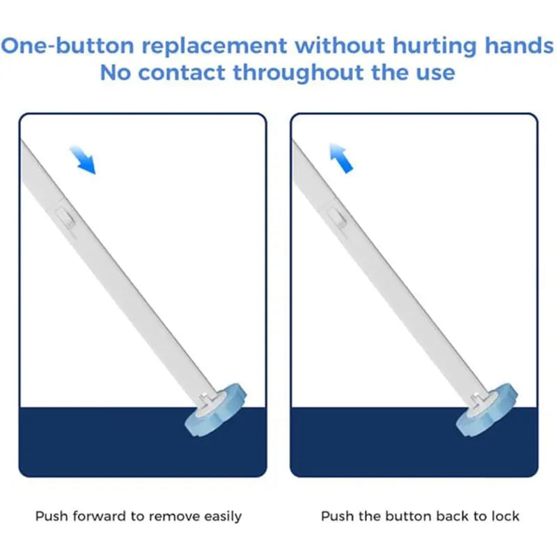3-in-1 Disposable Plastic Long Handle Toilet Cleaner Brush & Wall Mount Bathroom Organizer Set with Adhesive Tape - 18/36 Refill Heads Starter Kits, 99.9% Germ & Virus Killing, Space-Saving Deep Clean Wand Caddy for Bathroom