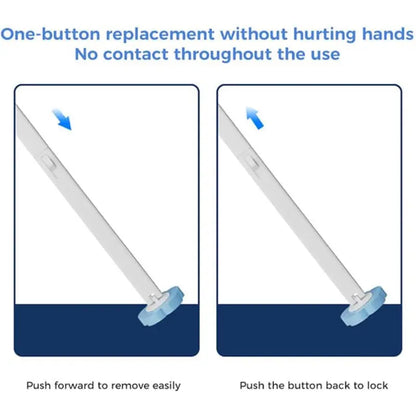 3-in-1 Disposable Plastic Long Handle Toilet Cleaner Brush & Wall Mount Bathroom Organizer Set with Adhesive Tape - 18/36 Refill Heads Starter Kits, 99.9% Germ & Virus Killing, Space-Saving Deep Clean Wand Caddy for Bathroom